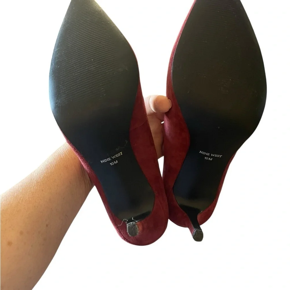 NINE WEST  Women’s Pump Heels FINLAY Brick Red Suede Shoes Size: 10M - Picture 4 of 7
